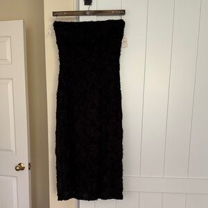 Lulu's Black Strapless Lace Dress